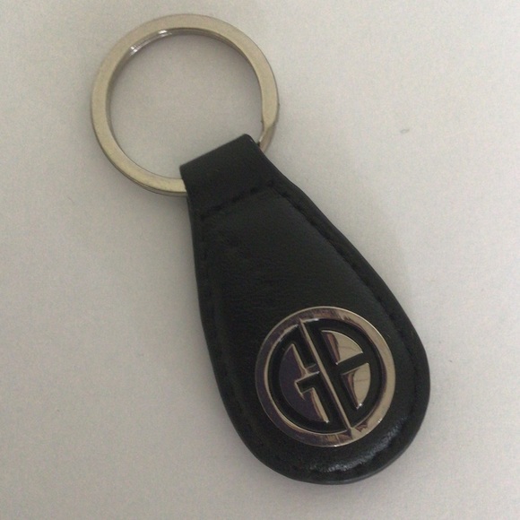 GIANNI BINI BLACK LEATHER KEYCHAIN - Picture 1 of 3